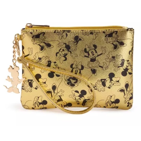 Disney Handbags - Disney Minnie Mouse Gold Metallic Wristlet